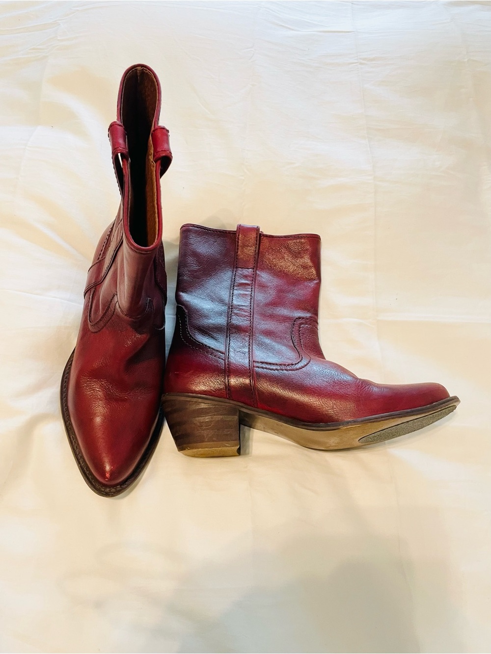 Steve Madden premium leather cowboy boots, Merlot red, sz 8, excellent condition